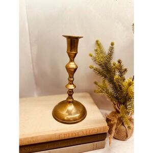 Vintage Solid Brass Candlestick Holder Made in India Taper Candle Stand 7 inch